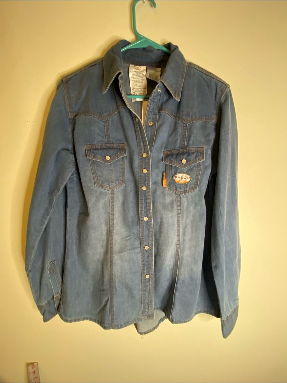 Rasco Women's Blue Denim Button-Down Work Shirt